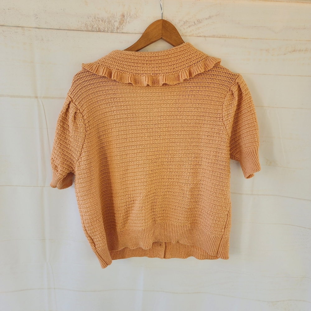 Self Contrast Ruffle Collar Cardigan Sweater - Picture 11 of 12